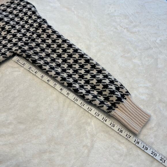 SHEIN Houndstooth V Neck Button Down Cardigan Black/Cream - Picture 5 of 9